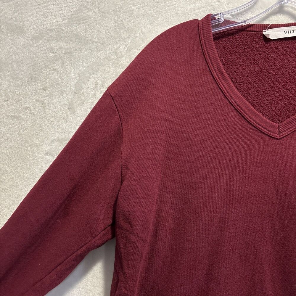 Wilt Ruffle Trim Asymmetrical Sweatshirt Burgundy Women's Size Small Lagenlook - Picture 2 of 14
